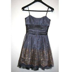 Gray/ Gold Glitter Mini Party Dress (3/4, Small)